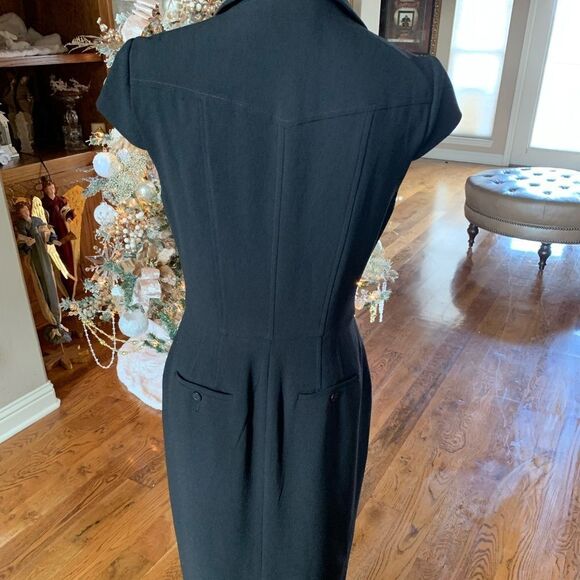 Vintage Black Button Down Dress size 8 - Picture 2 of 11